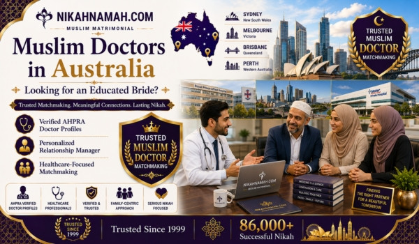 Muslim doctors in Australia looking for educated brides through verified AHPRA doctor profiles, personalized relationship managers, and healthcare-focused Muslim matchmaking services across Sydney, Melbourne, Brisbane, Perth, and Australia for compatible Nikah partnerships.