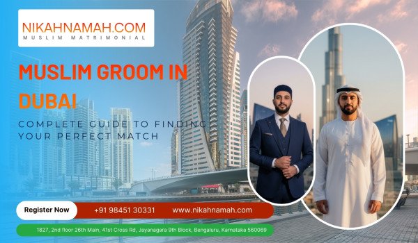 Muslim groom in Dubai featured by Nikahnamah.com with modern skyline background