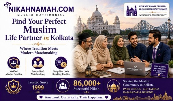 Find your perfect Muslim life partner in Kolkata through personalized matchmaking services connecting verified Muslim families from Park Circus Metiabruz Rajabazar and Kolkata with Bengali and Urdu speaking marriage profiles