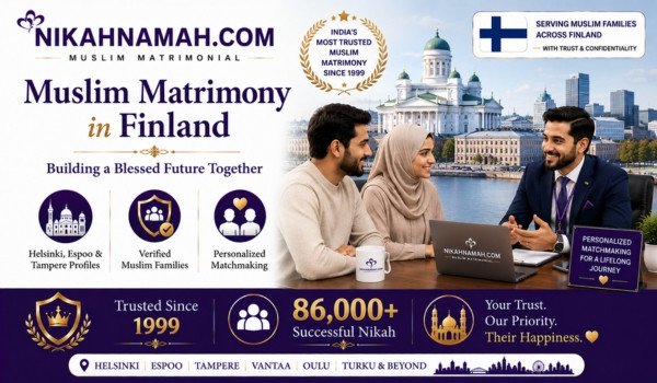 Muslim matrimony services in Finland connecting Indian Muslim professionals and verified families across Helsinki Espoo Tampere and Finland through personalized matchmaking and trusted marriage guidance for successful Nikah